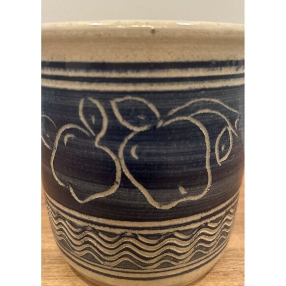 PJ Podyma Pottery Crock Bedford VA Apples Salt Glaze Handmade Farmhouse 1997 - Picture 2 of 4